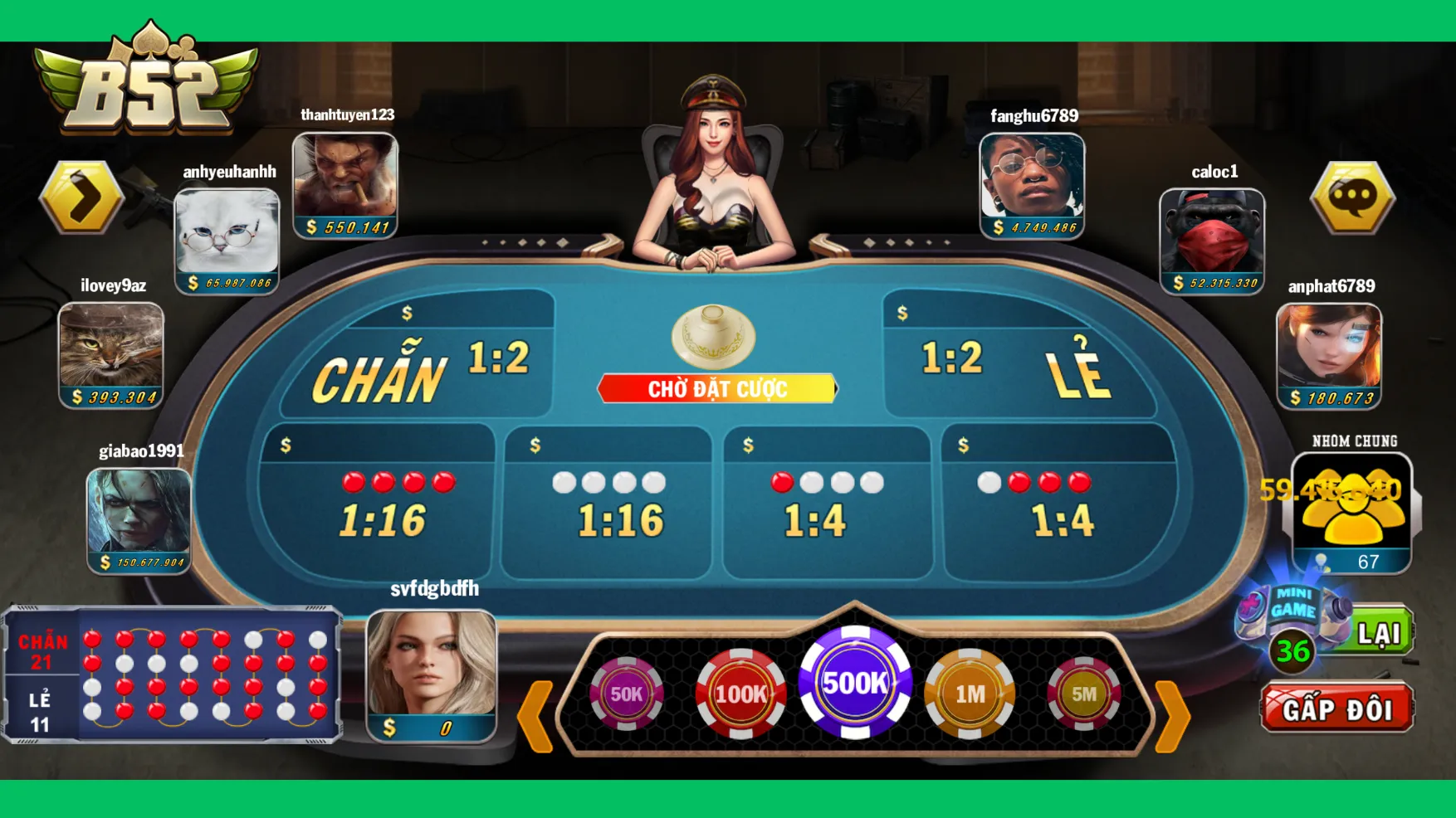 Tỷ lệ trả thưởng của trò chơi xóc đĩa tại B52 Club